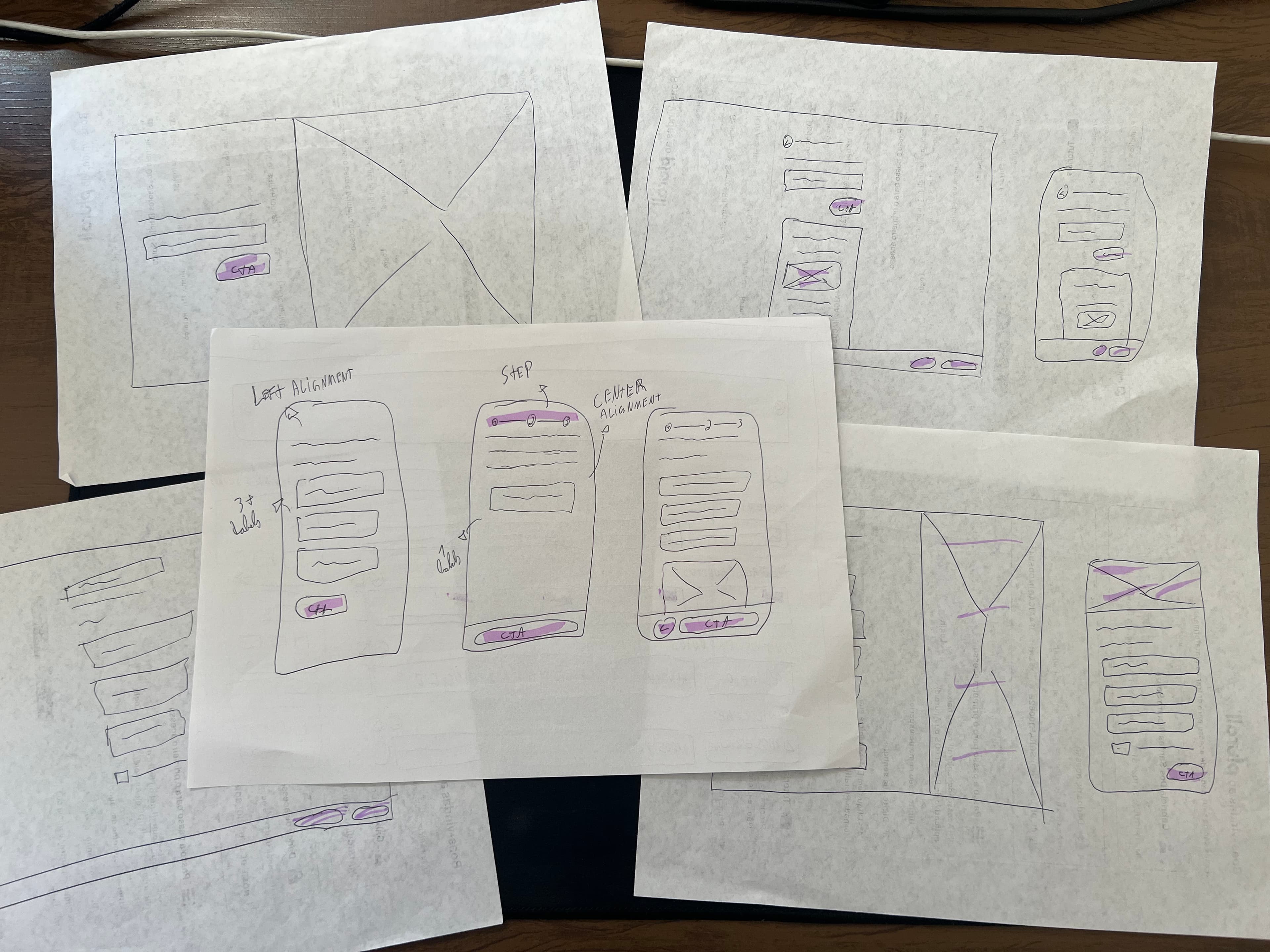 Paper sketches of personalized onboarding flows