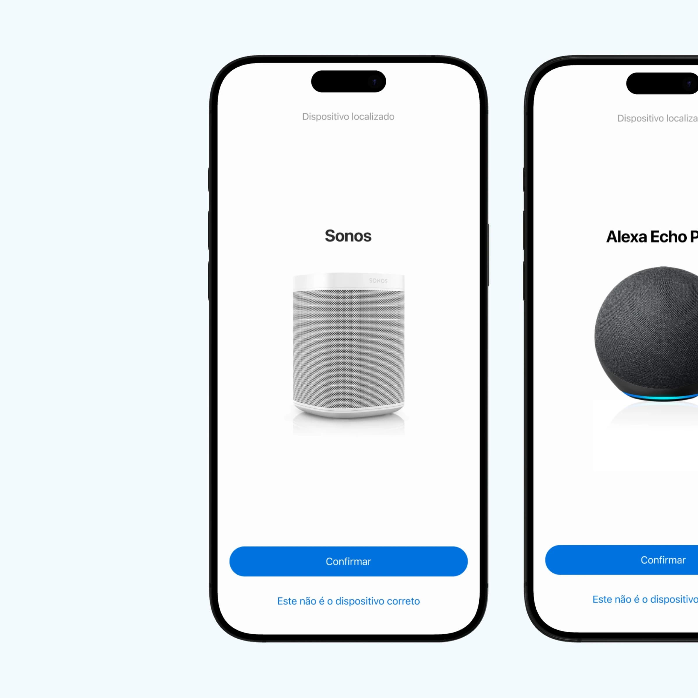 Device confirmation screens for Sonos and Alexa speakers