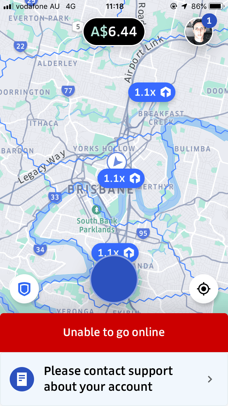 Delivery route map from Arthur’s cycling job in Brisbane