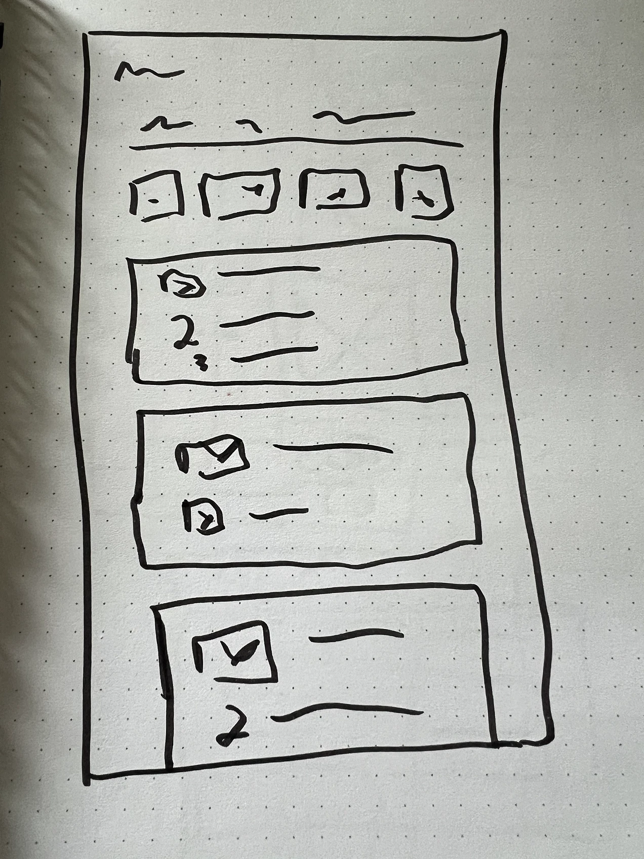Early interface sketch: dashboard