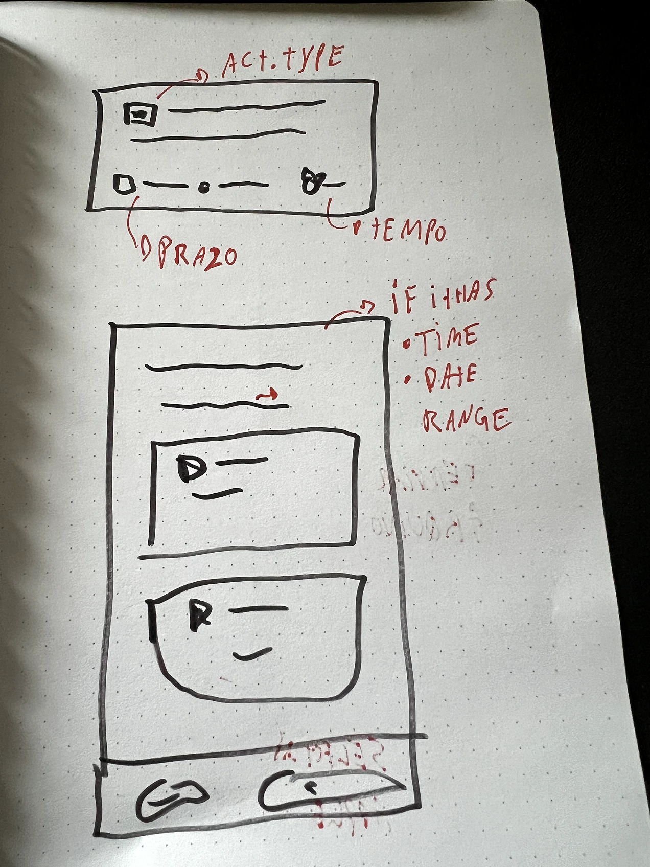 Early interface sketch: deadlines